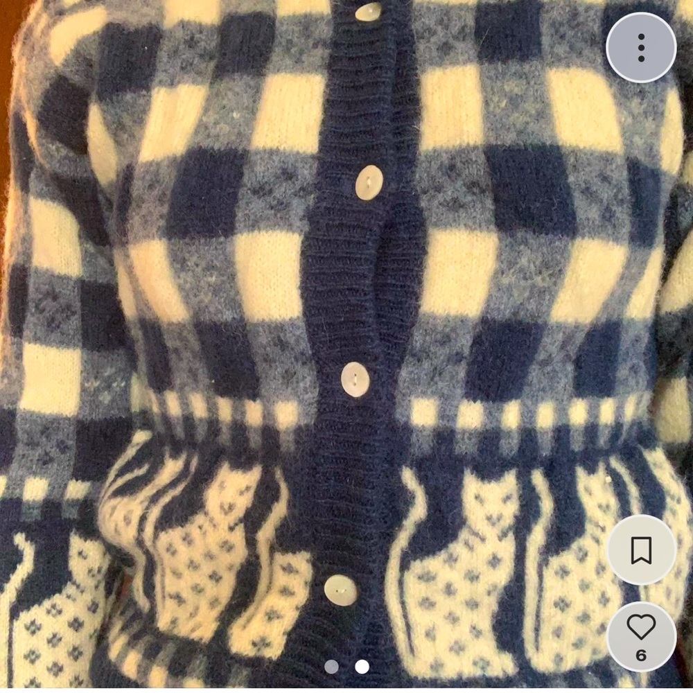 Vintage wool cat sweater size S or XS